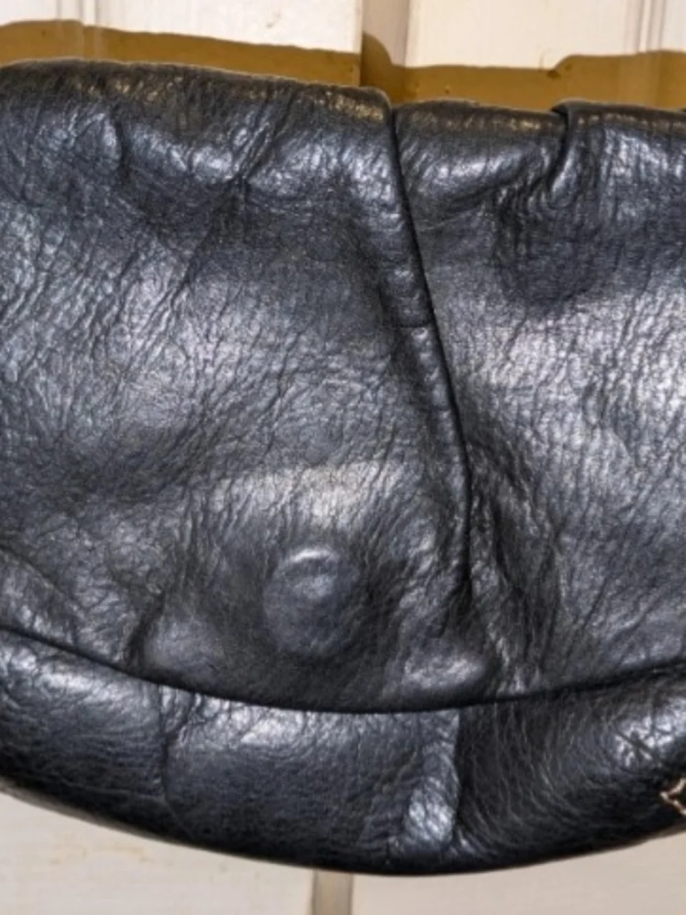 Vintage Fossil Black Metallic Small Crossbody Leather Bag SL2205